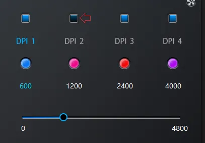The provided mouse software, there's a blue square on the top of each DPI selection that is actually a checkbox