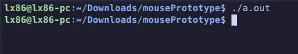 Linux Terminal, showing me run my prototype program