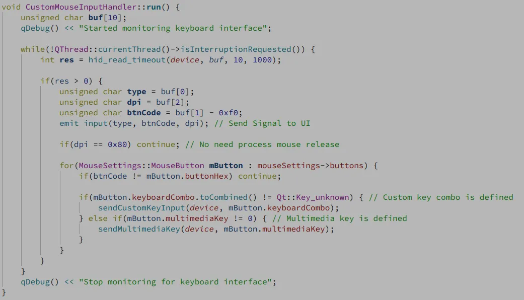 My linux mouse program, with new codes inserted to the DPI monitoring code I wrote earlier