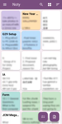 New note taking app, with a grid preview of the notes I have written