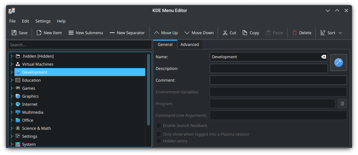 KMenuEdit, an application for editing Application Launcher's item